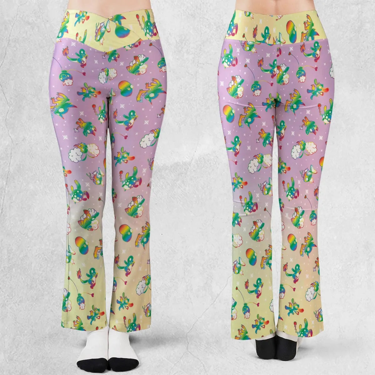 Rainbow Pokemon Pattern Flare Leggings