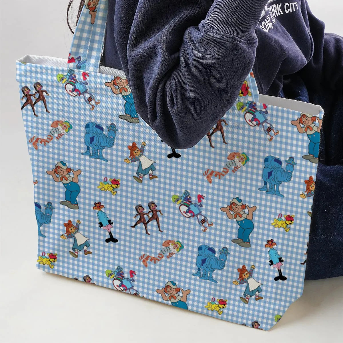 Wholesome Memories Stitched Raggedy Ann & Andy Large Tote Bag
