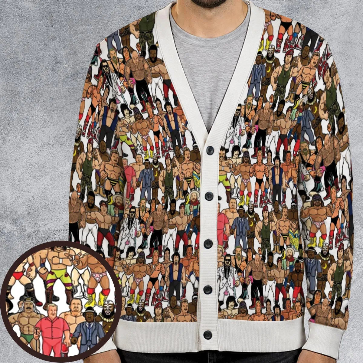 85-86 Wrestling Roster - Wrestling Cardigan