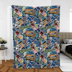 Hot Wheels Monster Trucks Logos Fleece Blanket