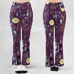 Nostalgic 80s 90s Spooky Scene Flare Leggings