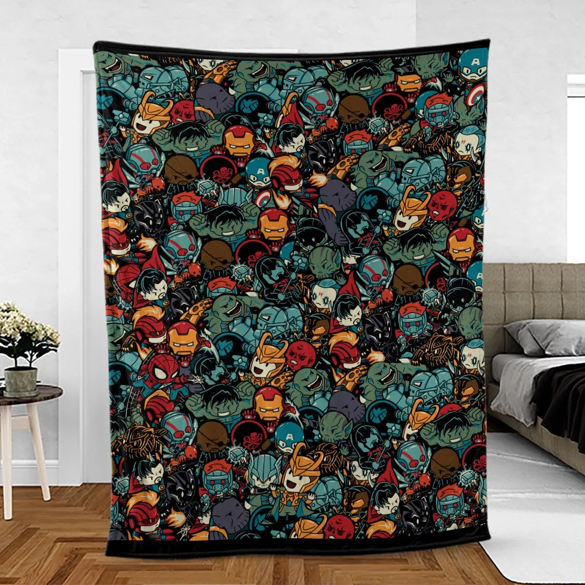 Marvelous Chibi Characters Pattern Fleece Blanket