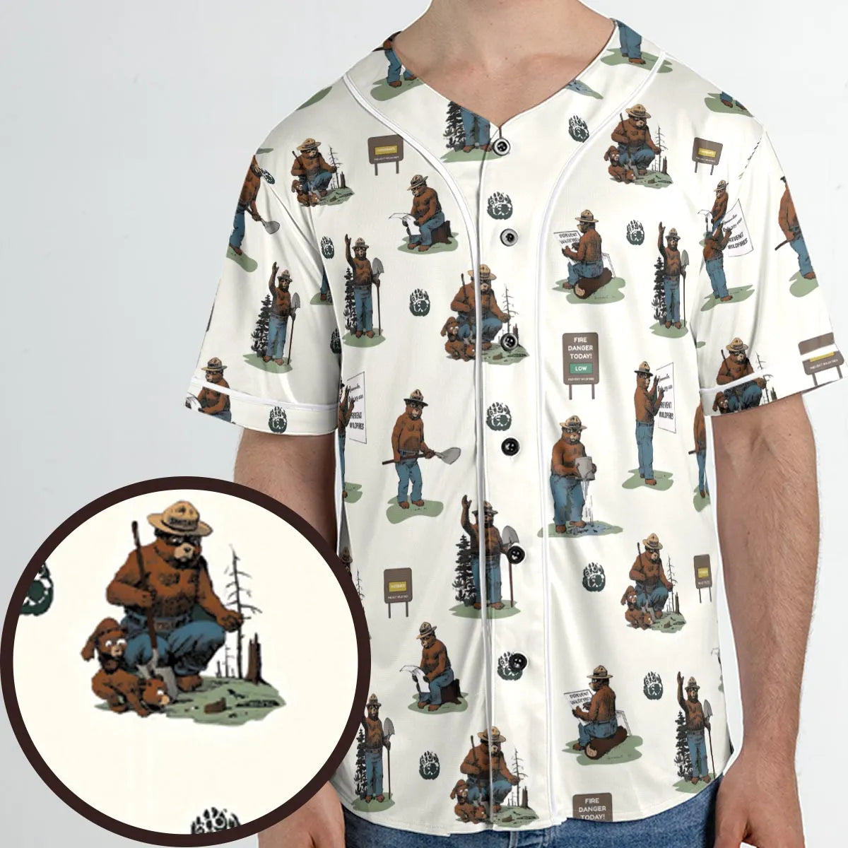 Smokey The Bear Unisex Baseball Jersey