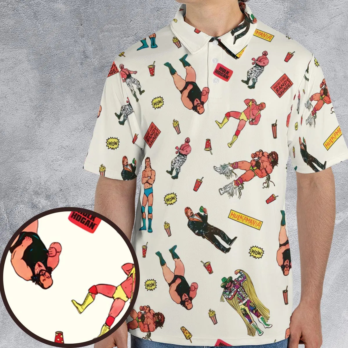 Wrestling Superstars Hulk Hogan Macho Man Logos AOP Men/Women Polo Shirt
