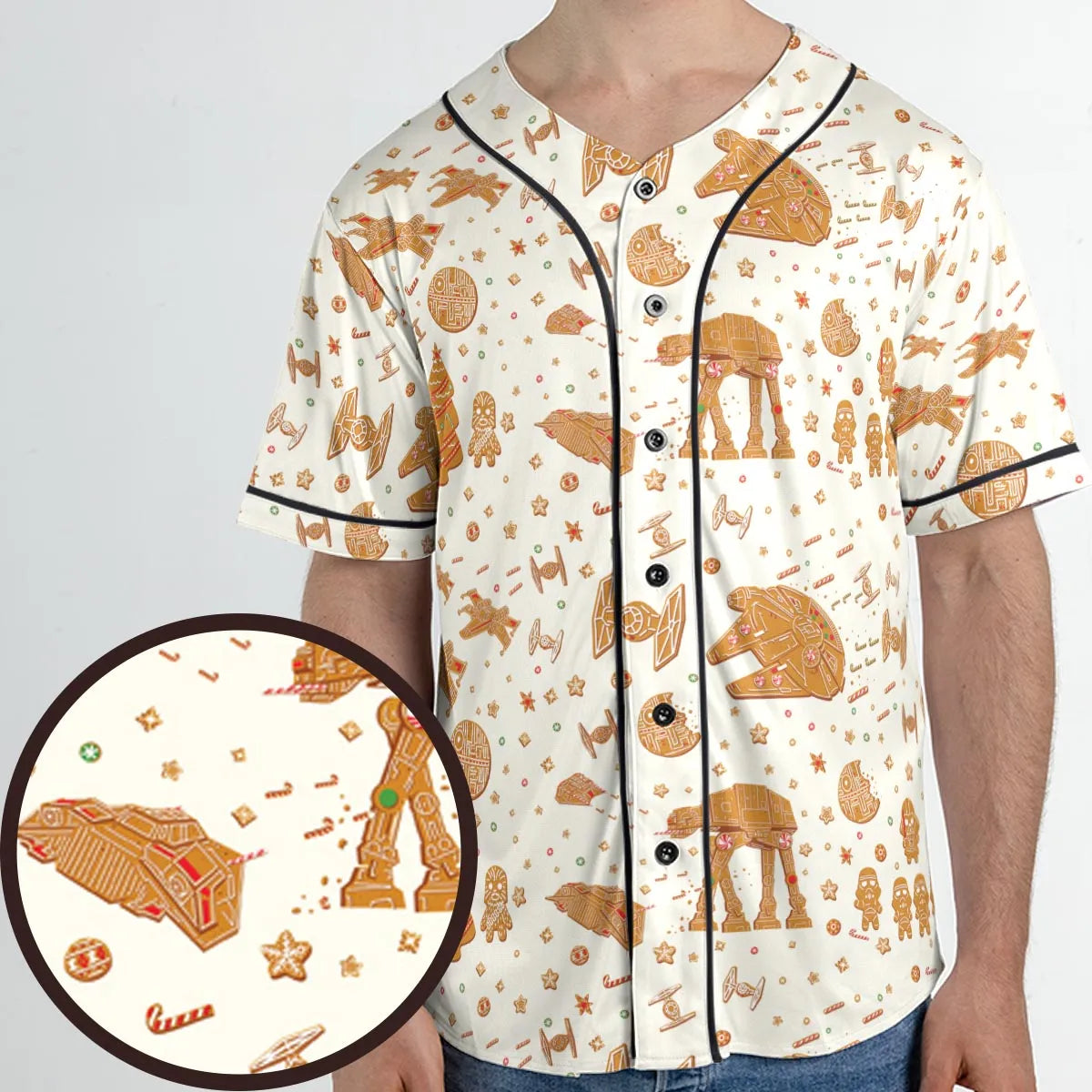 Gingerbread Christmas Star Wars Unisex Baseball Jersey
