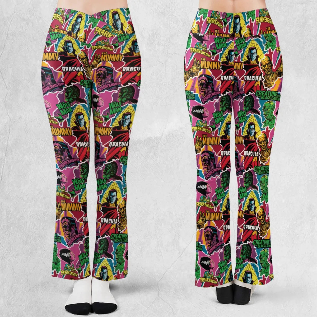 Monsters Pop Collage Universal Monsters Flare Leggings