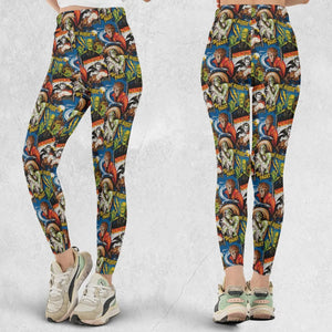 The Horror The Fright Dracula Frankenstein The Wolfman Monster Universal Pattern Legging