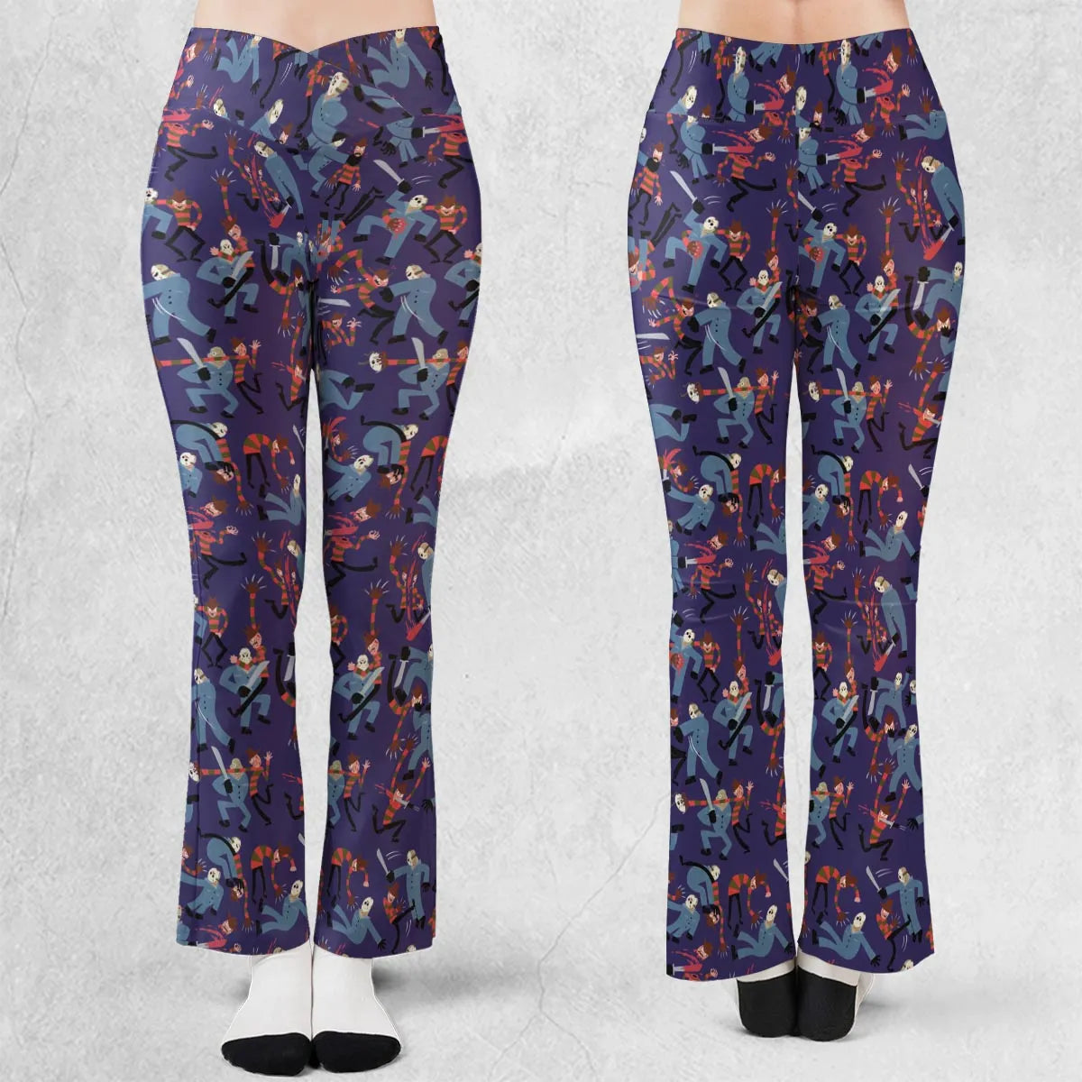 The Battle Freddy vs Jason Nightmare on Elm Street Friday the 13th Flare Leggings