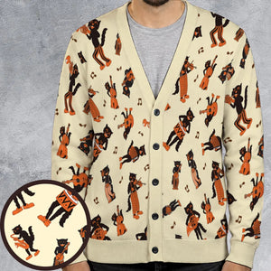 Vintage Halloween Beistle Scat Cat Band Cardigan