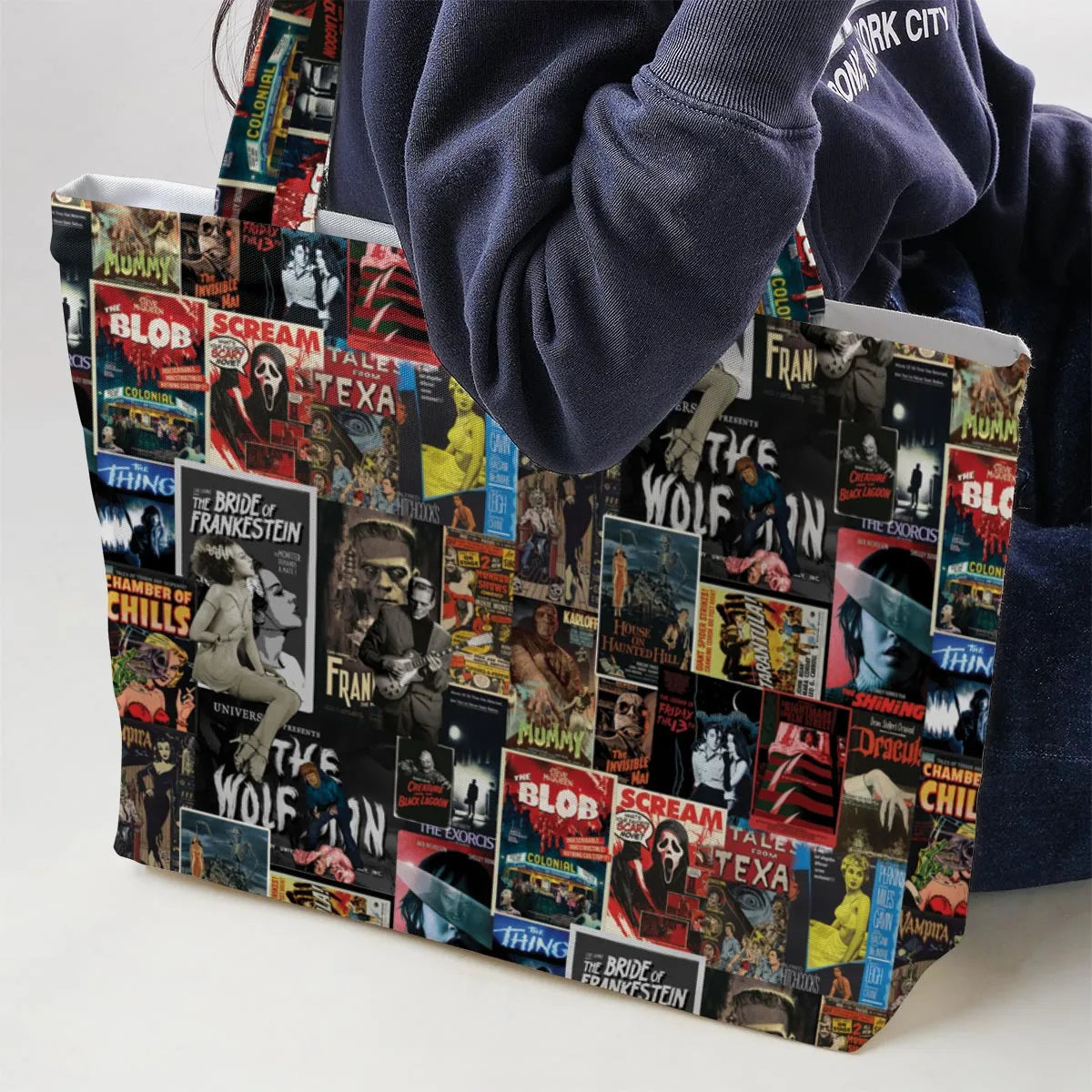 Classic Horror Movie Posters Monster Universal Scream Ghostface The Thing Large Tote Bag