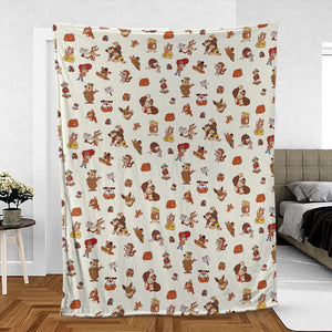 Famous Cartoon Characters in Brown Fleece Blanket