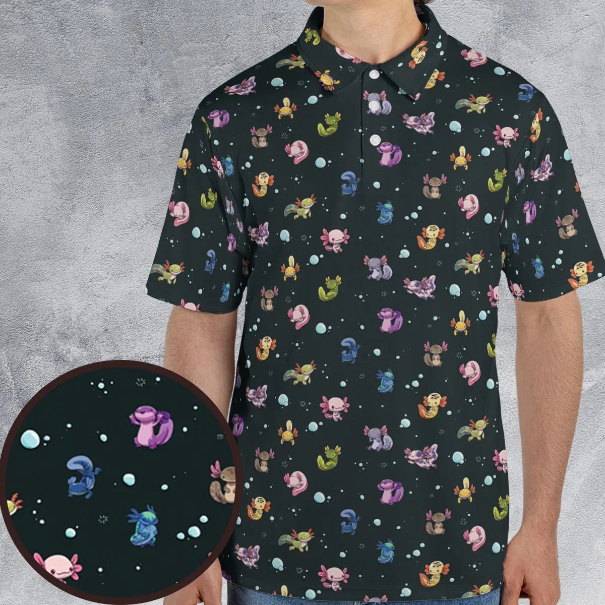 Axolotls Of The World Pattern AOP Men/Women Polo Shirt