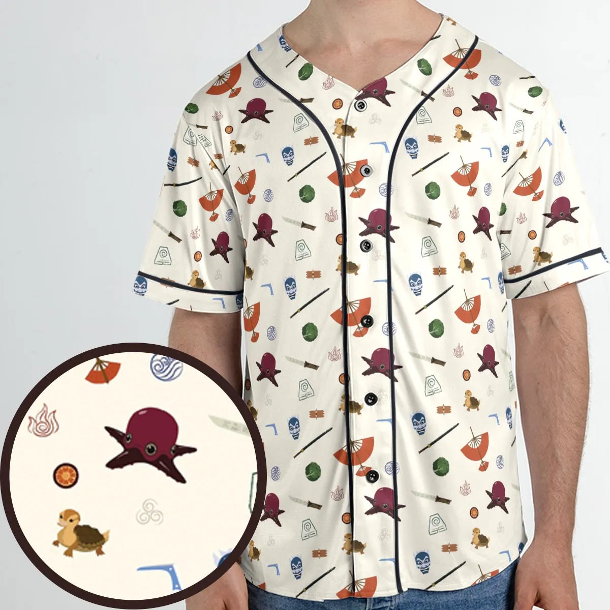 Avatar The Last Airbender Medley Pattern Unisex Baseball Jersey