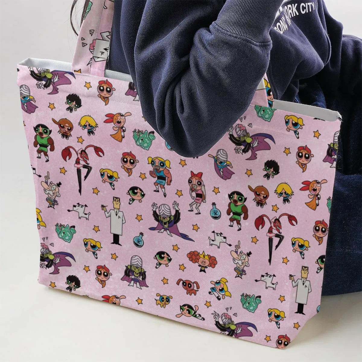 Power Puff Girls Characters Pattern Large Tote Bag