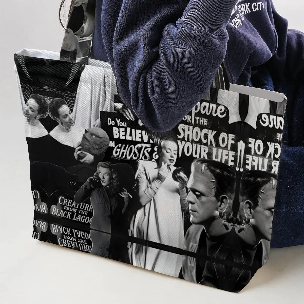 Universal Monsters Pattern Large Tote Bag