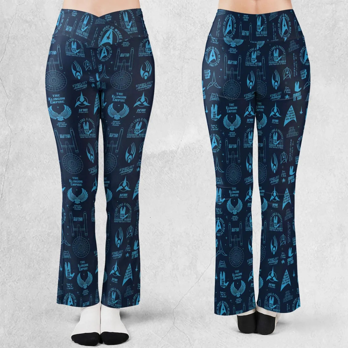 Trekkie Star Trek Pattern Flare Leggings
