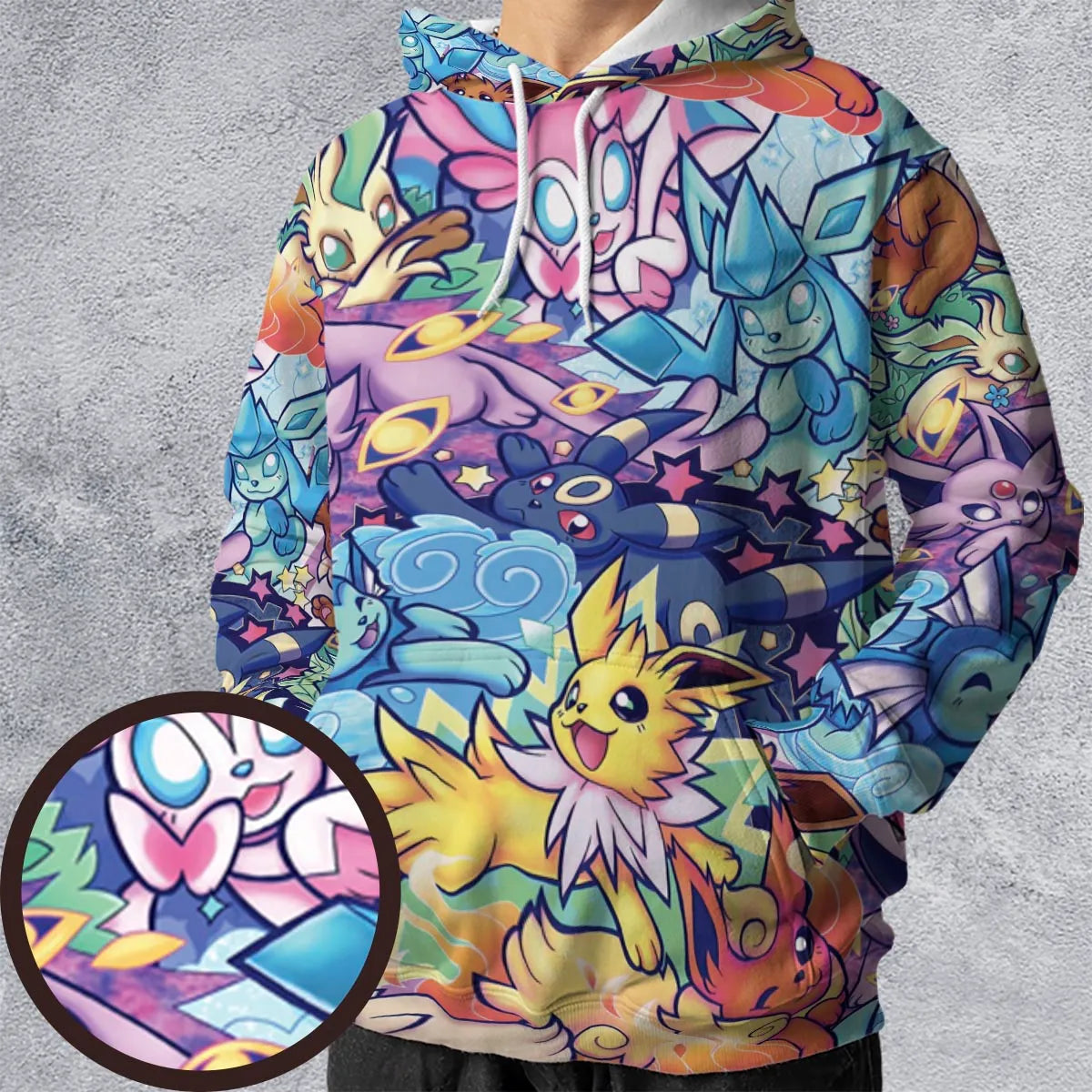 Evolutionary line of Eevee Pokemon All-over Print Hoodie