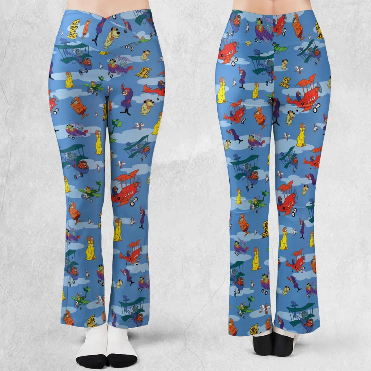Stop That Pigeon Dastardly and Muttley in Their Flying Machines Flare Leggings
