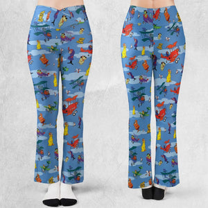Stop That Pigeon Dastardly and Muttley in Their Flying Machines Flare Leggings