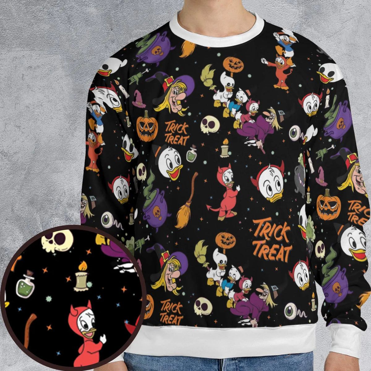 Huey, Dewey and Louie Duck Halloween All-over Print Sweatshirt
