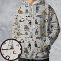 Cat the Gamer Pattern All-over Print Hoodie