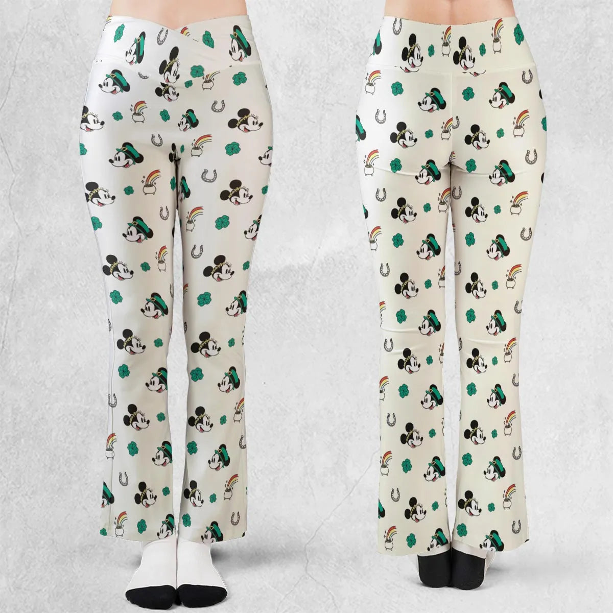 Mickey and Minnie St. Patrick's  Day Pattern Flare Leggings
