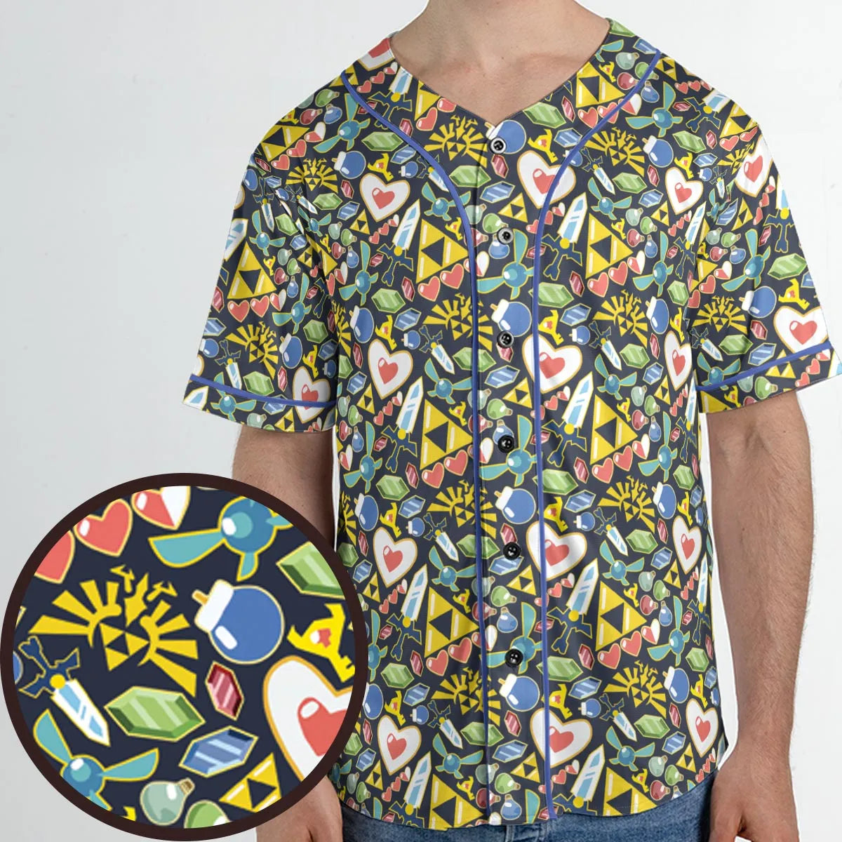 Zelda Theme Items Unisex Baseball Jersey