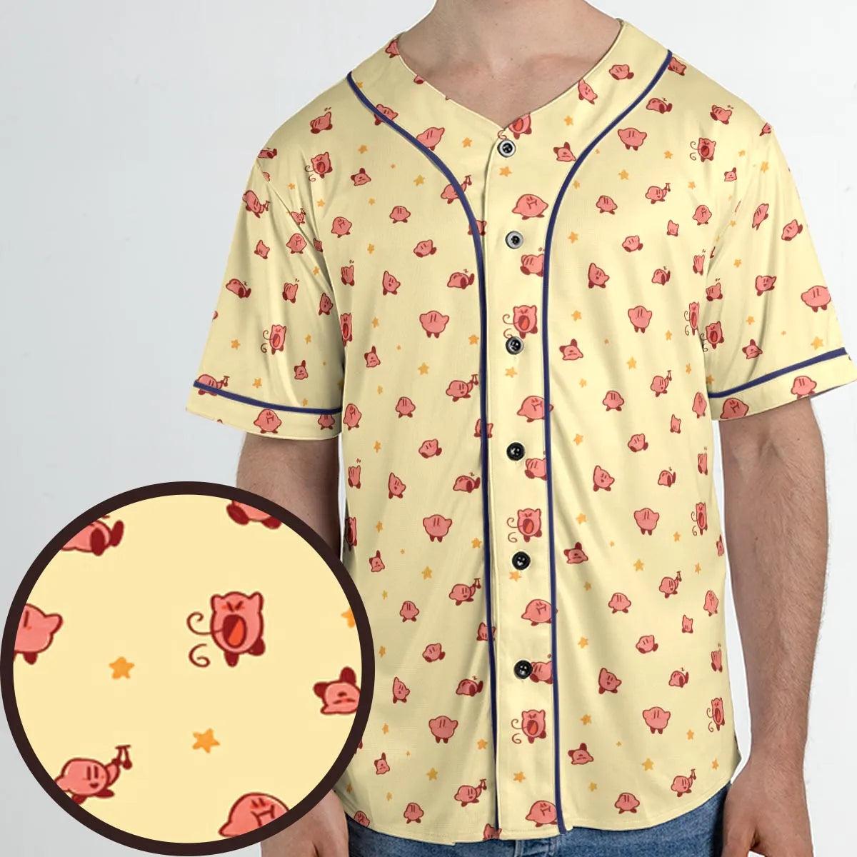 Nintendo Kirby Pattern Unisex Baseball Jersey