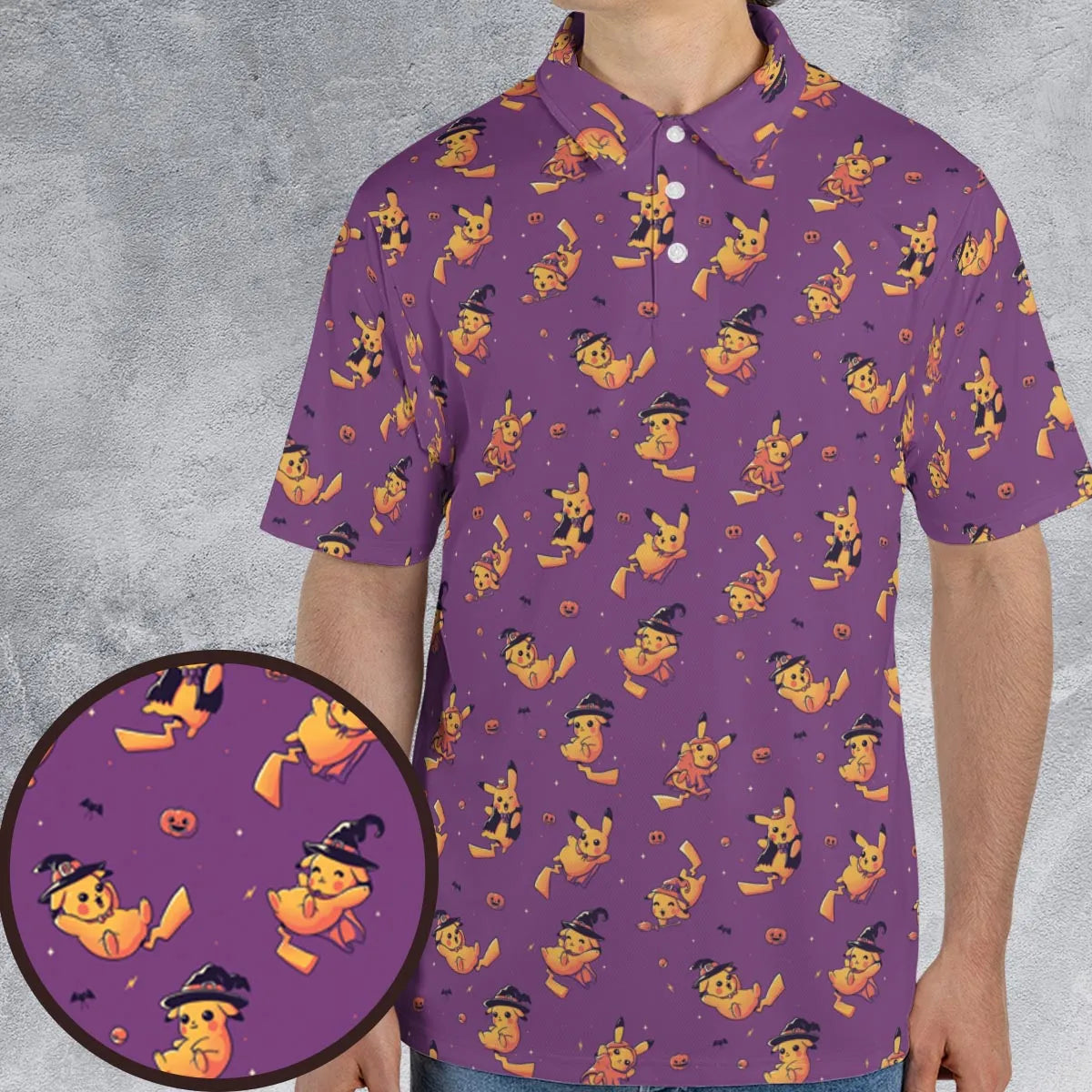 Electric Halloween Cute Pikachu Pattern AOP Men/Women Polo Shirt