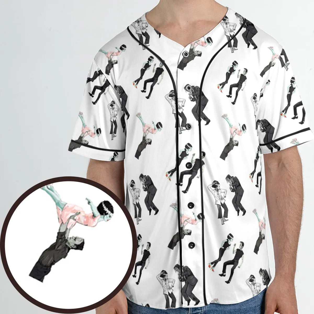 Frankenstein And Bride Movie Dance Scenes Unisex Baseball Jersey