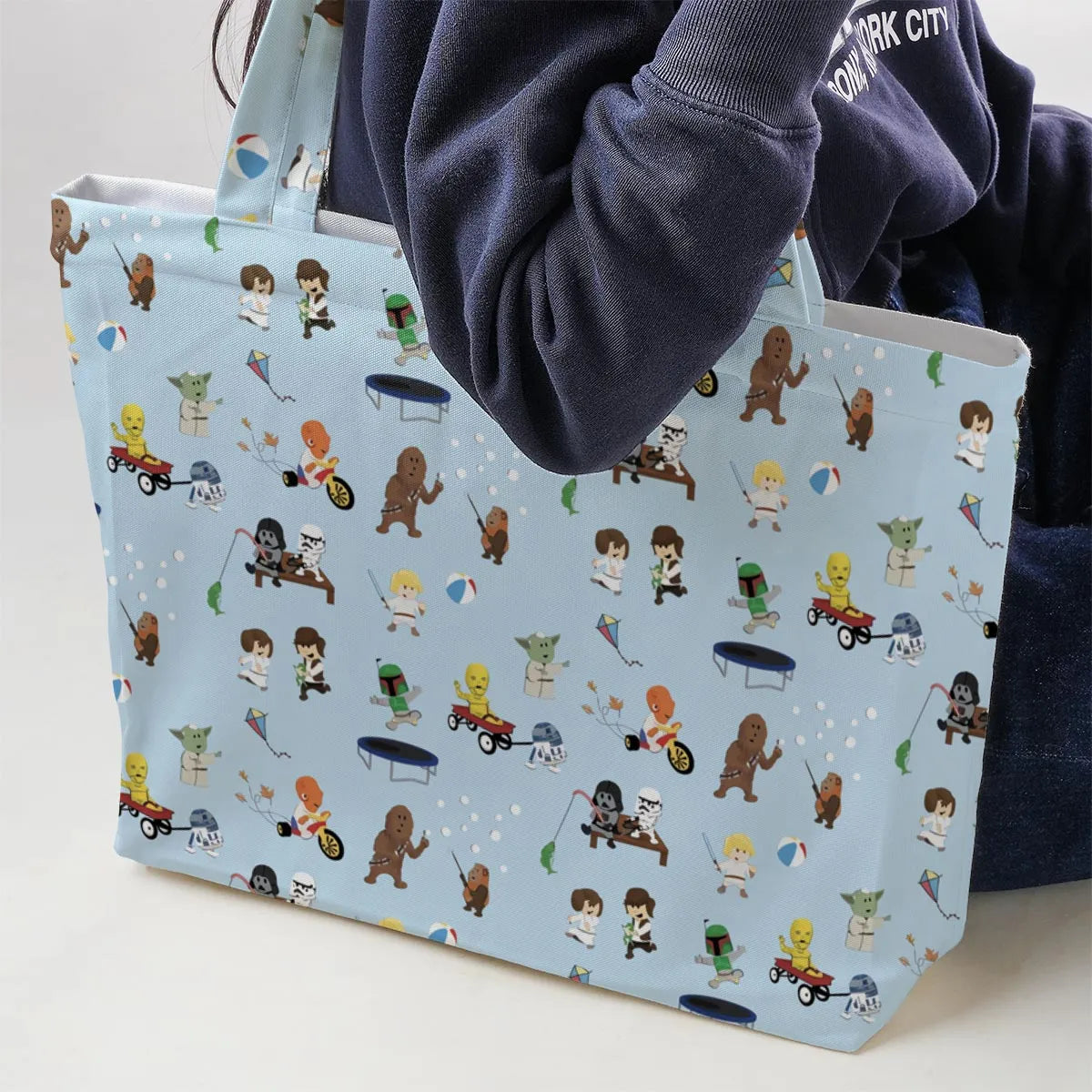 Go Fishing with Star Wars Characters Large Tote Bag