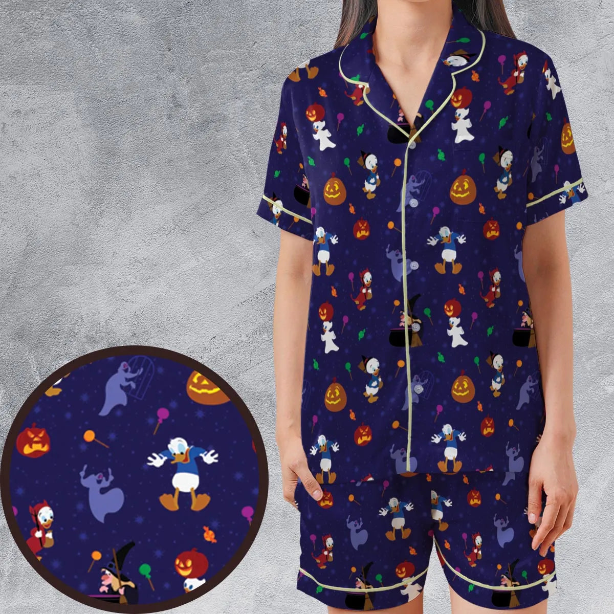 Spooky Month Halloween Satin Short-Sleeve Pajamas Set