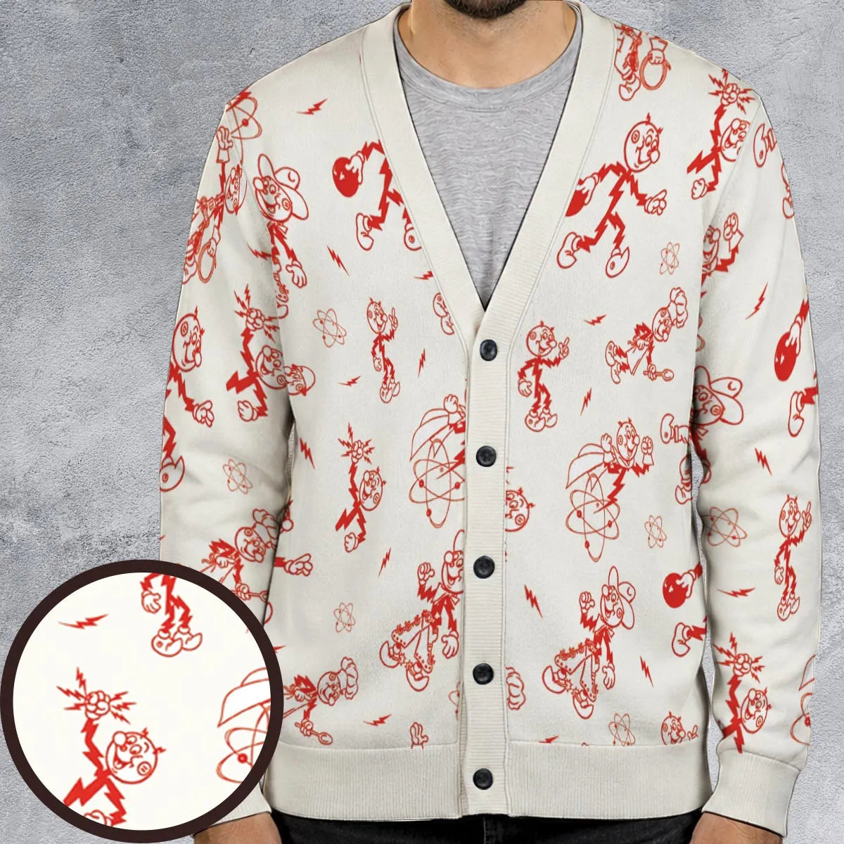 Vintage Style Nostalgic Reddy Kilowatt Cardigan
