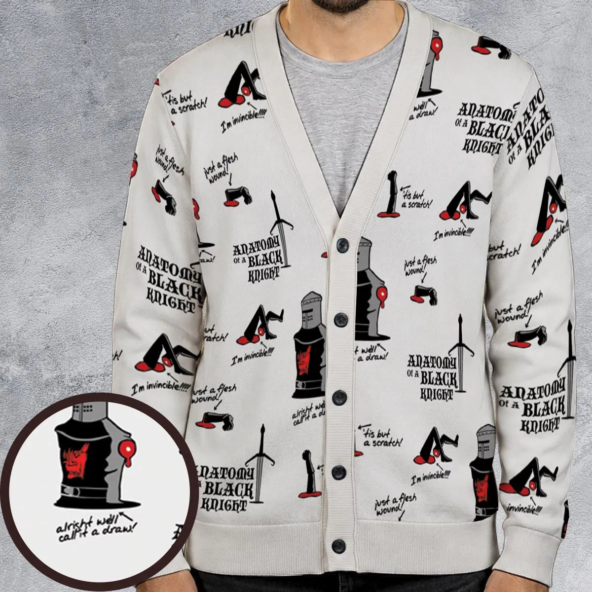 Tis but a scratch Black Knight Monty Python And The Holy Grail Cardigan