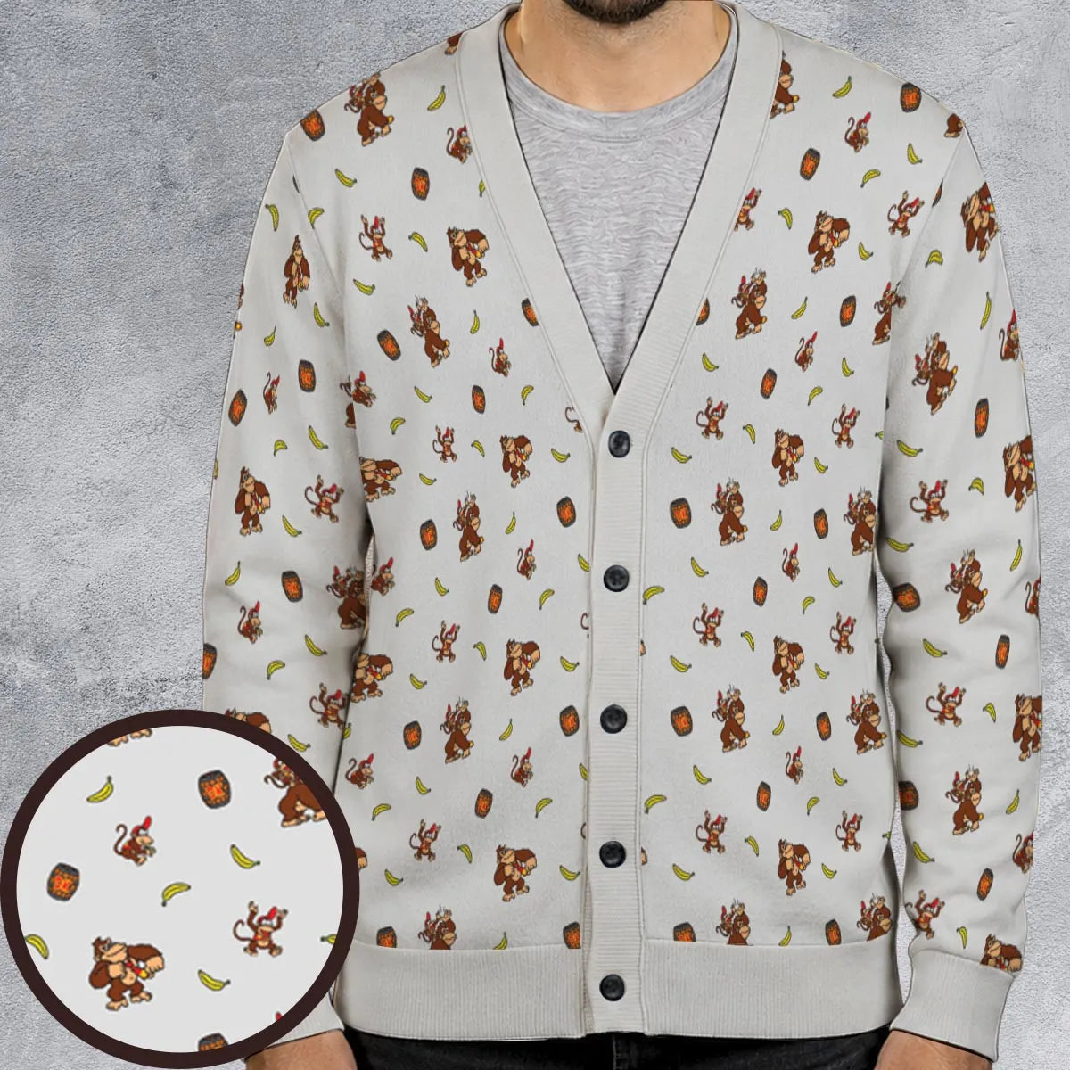 Nintendo Donkey Kong Characters Pattern Cardigan