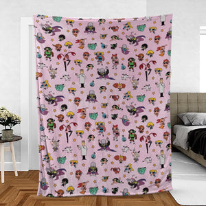 Power Puff Girls Characters Pattern Fleece Blanket