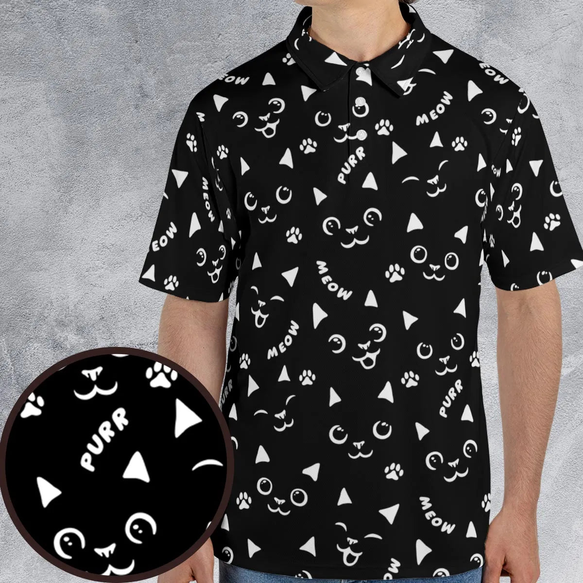 Black Cats Pattern AOP Men/Women Polo Shirt