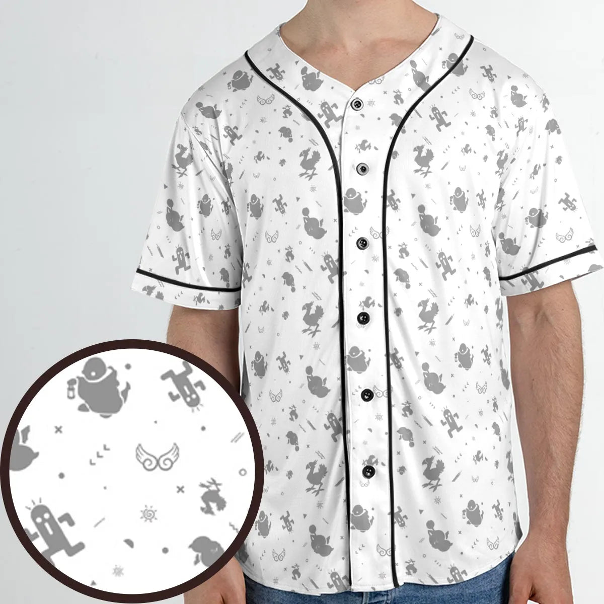 Final Fantasy Creatures Pattern Unisex Baseball Jersey
