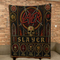 Slayer Sherpa Blanket Eagle Swords Skull Stained Glass Thrash Metal Throw Blanket