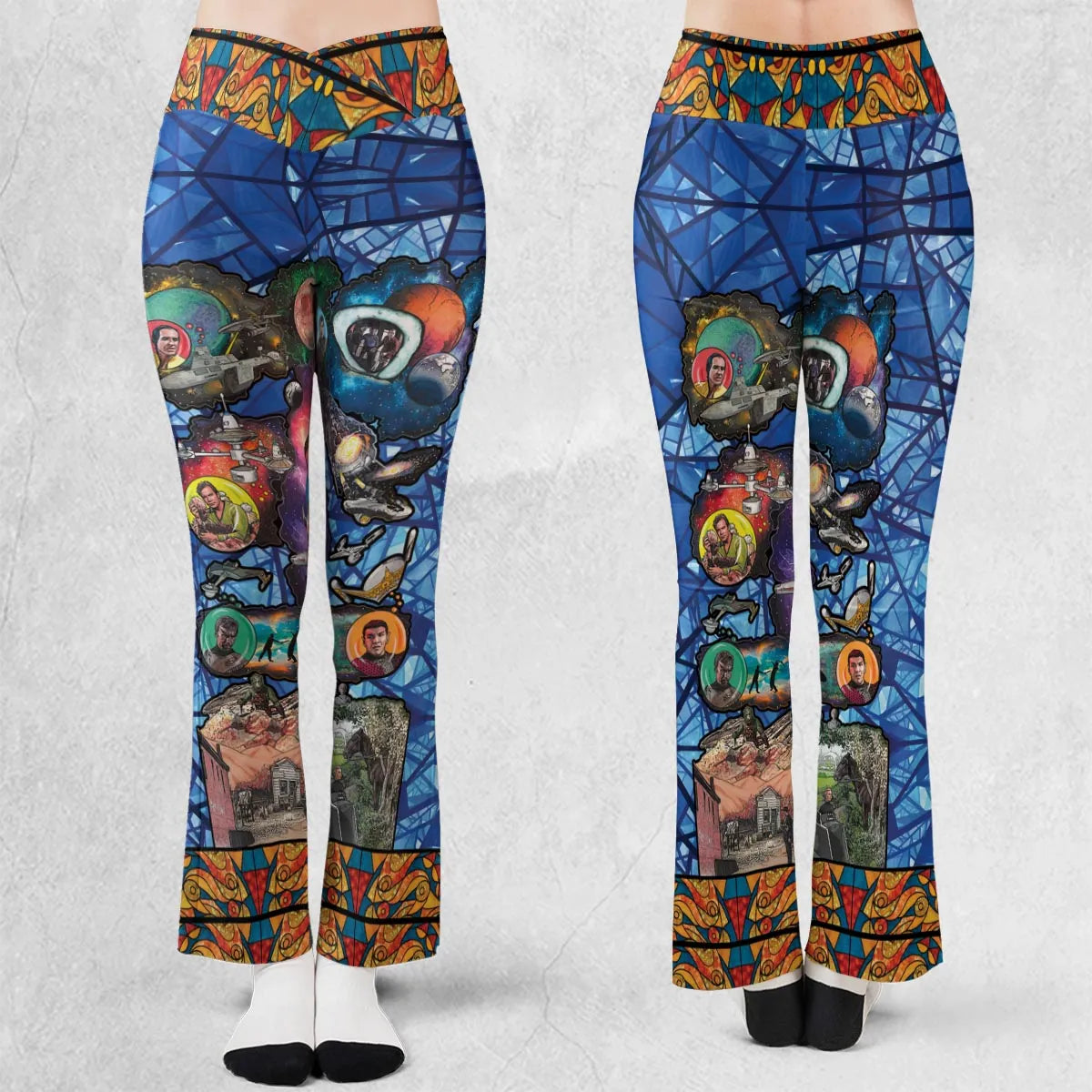 The Beginning Star Trek Pattern Flare Leggings
