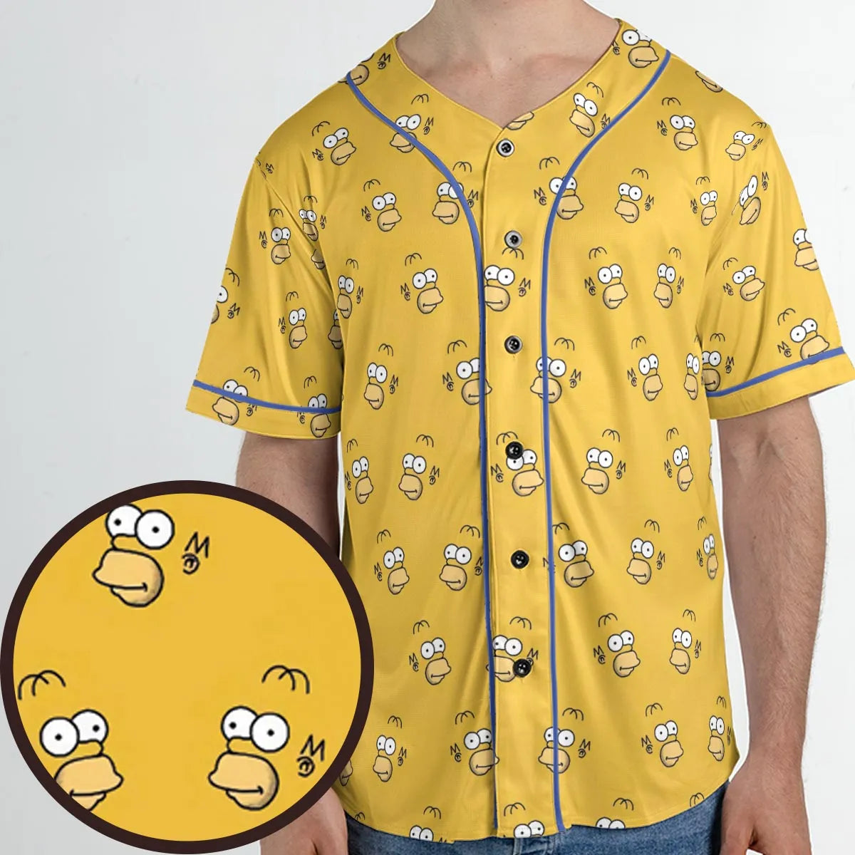 Homer Simpson Pattern Unisex Baseball Jersey