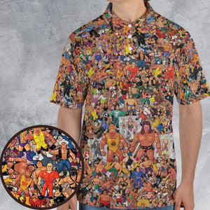 Wrestling Hulk Hogan and Buddies Figures AOP Men/Women Polo Shirt