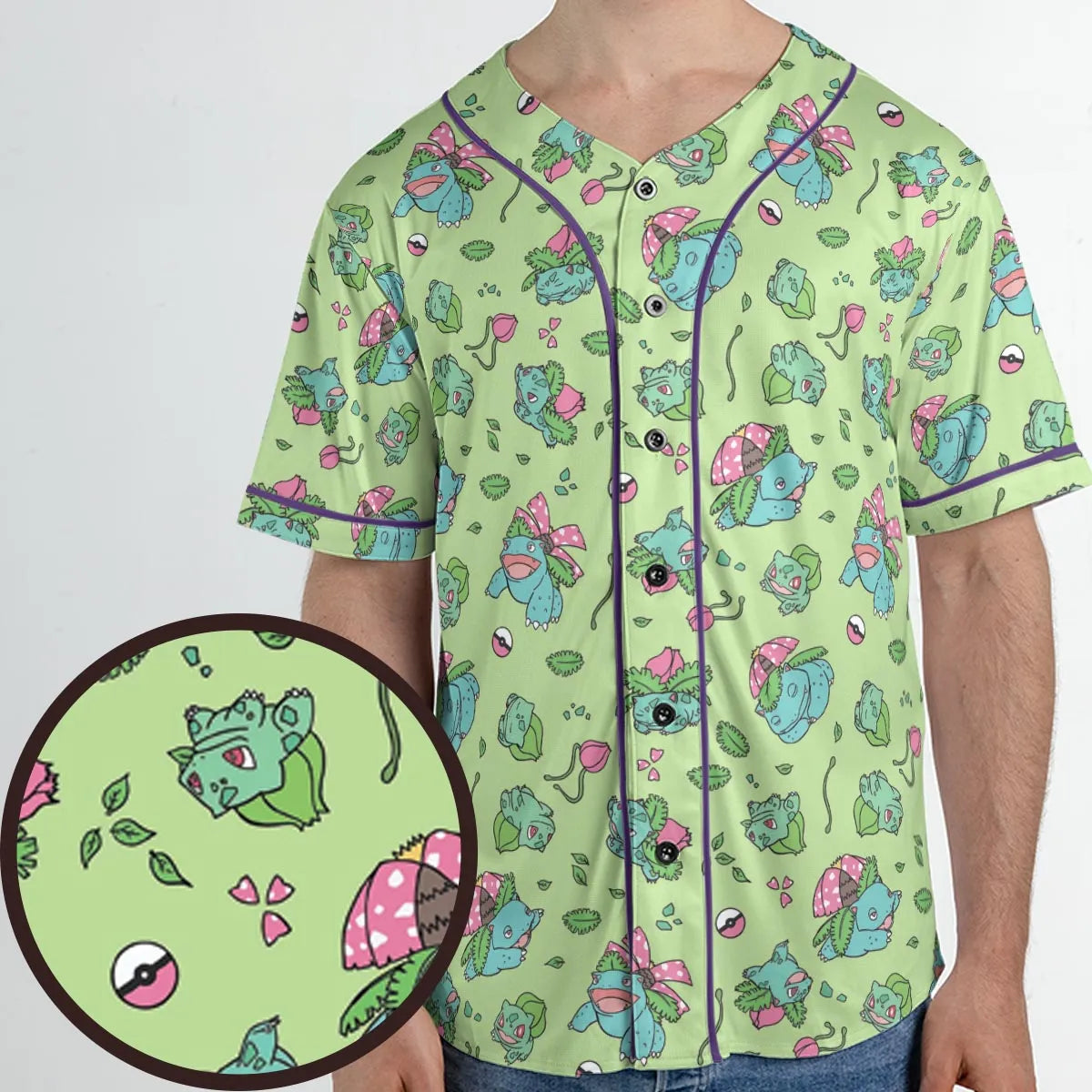 Venusaur Ivysaur and Bulbasaur Pokemon Unisex Baseball Jersey
