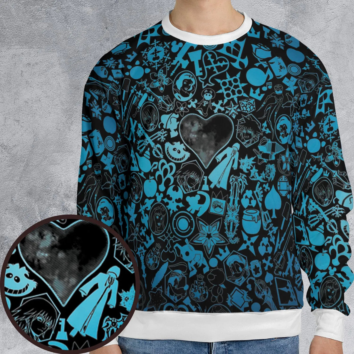 Blue Key Heart Kingdom Hearts All-over Print Sweatshirt