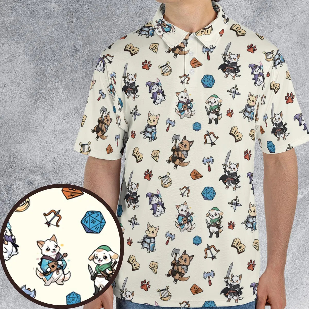 Dungeons and Dogs DnD AOP Men/Women Polo Shirt