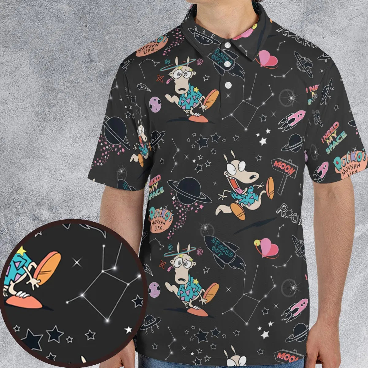 Rocko Space Out Rocko's Modern Life AOP Men/Women Polo Shirt