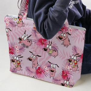 Courage the Cowardly Dog Floral Tropical Large Tote Bag