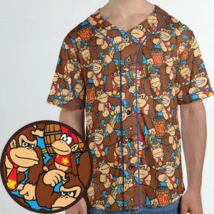 Donkey Kong Pattern Unisex Baseball Jersey