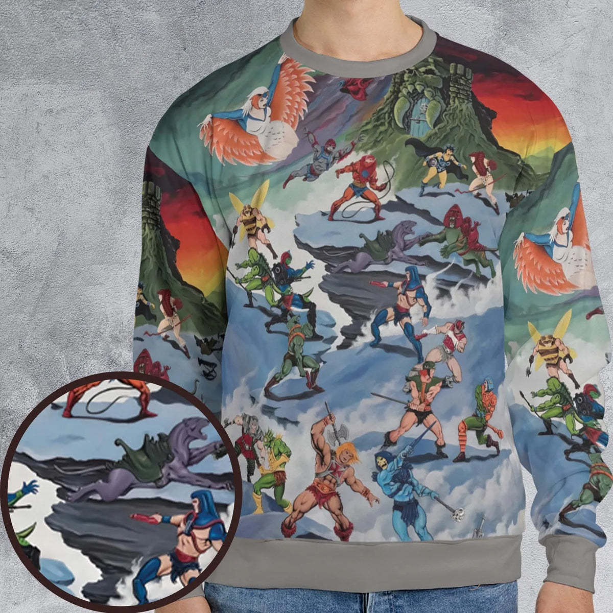 MOTU Castle Grayskull Battle All-over Print Sweatshirt