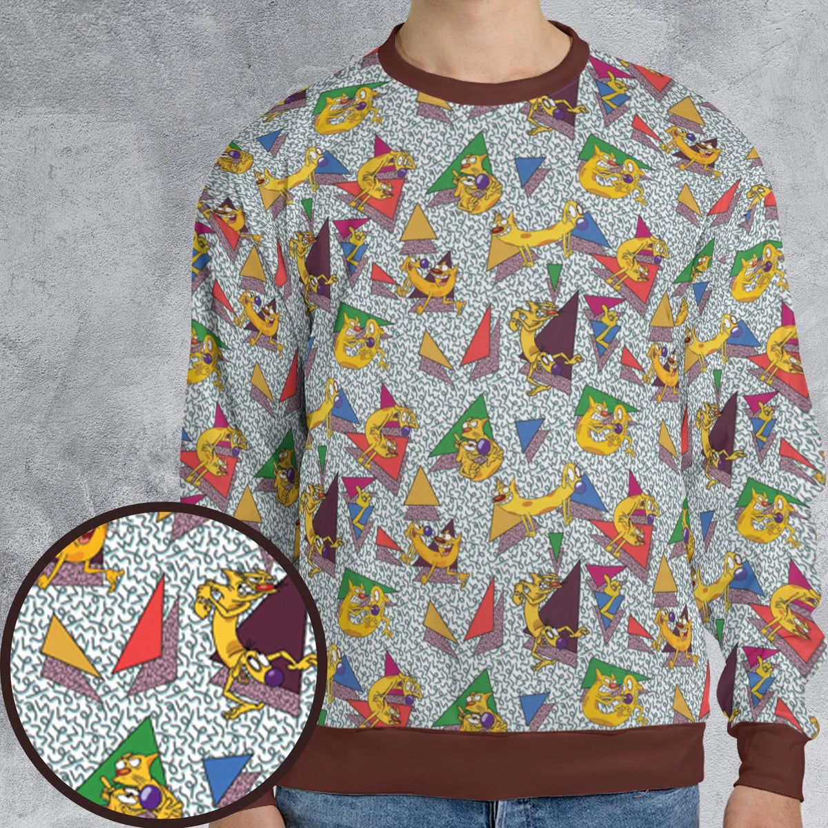 Catdog 90s Cartoon Pattern All-over Print Sweatshirt